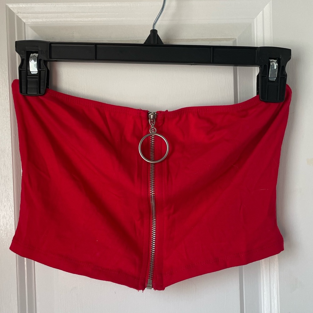 Heart & Hips Red Zip Tube Top